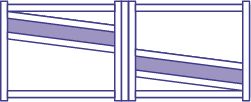 Double traverse intermédiaire asymétrique. Indisponible en lames larges Double traverse intermédiaire asymétrique. Indisponible en lames larges